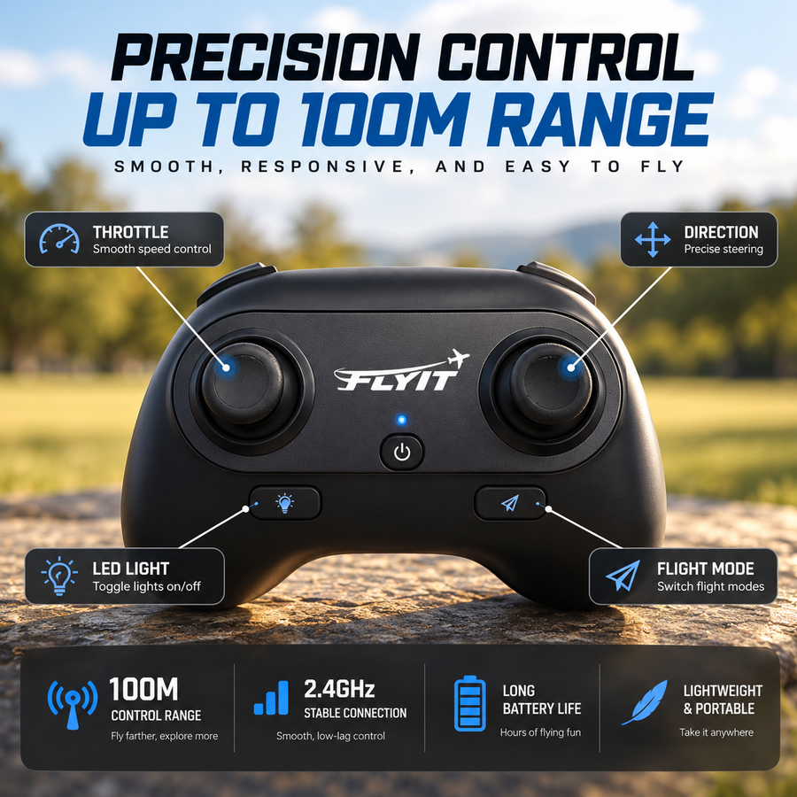 FlyIt two-stick remote with up to 100 m range